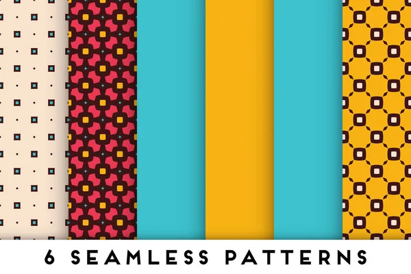 Colorful seamless pattern collection with geometric elements — Stock Vector