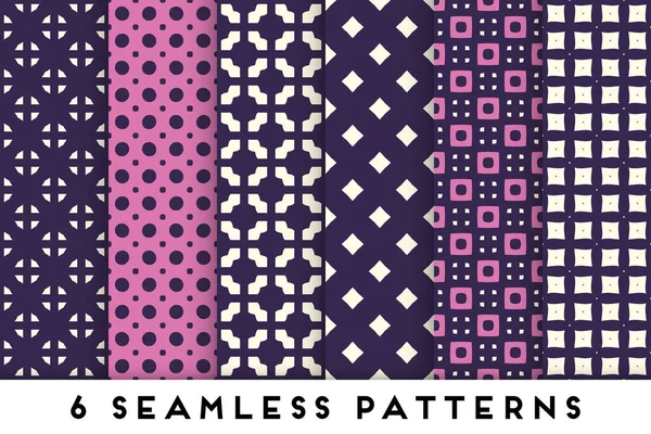 Colorful seamless pattern collection with geometric elements — Stock Vector