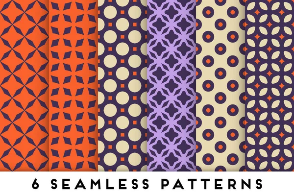 Coleção de padrões sem costura colorida com elementos geométricos — Vetor de Stock