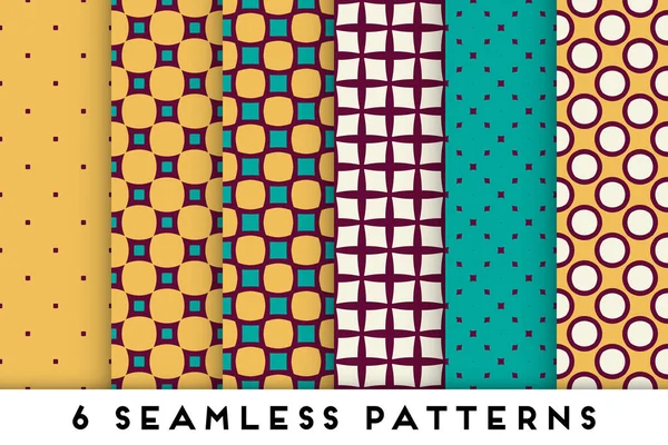 Coleção de padrões sem costura simples com elementos geométricos coloridos — Vetor de Stock