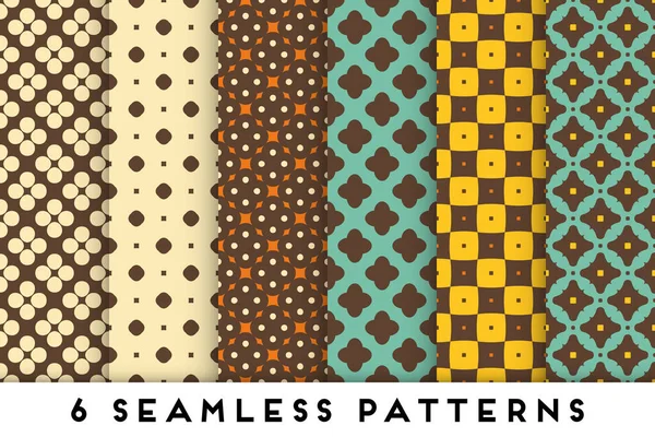 Simple seamless pattern collection with colorful geometric elements — Stock Vector