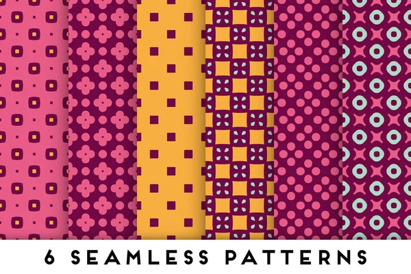Coleção de padrões sem costura colorida com elementos geométricos — Vetor de Stock