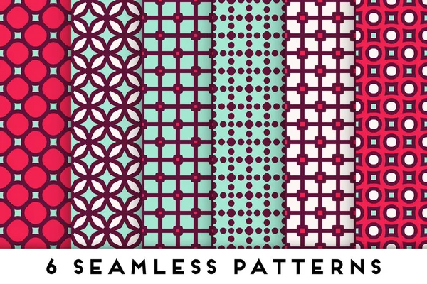 Simple seamless pattern collection with colorful geometric elements — Stock Vector