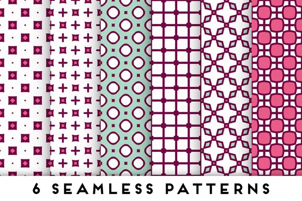 Colección de patrones sin costura simple con elementos geométricos coloridos — Vector de stock