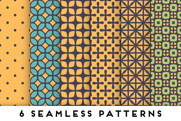 Цветная бесшовная коллекция шаблонов с геометрическими элементами — стоковый вектор