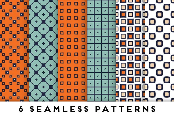 Colorful seamless pattern collection with geometric elements — Stock Vector