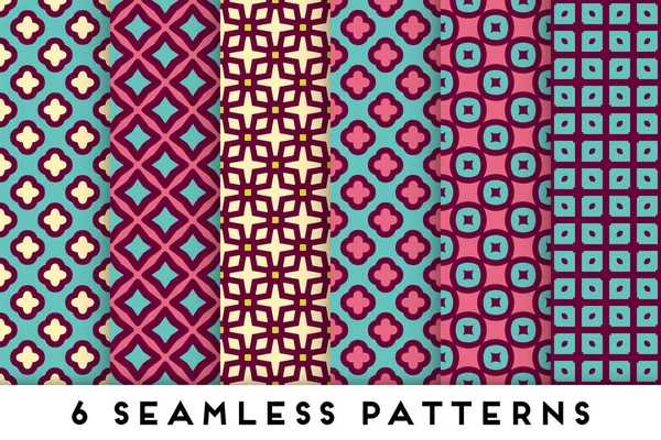 Colorful seamless pattern collection with geometric elements — Stock Vector