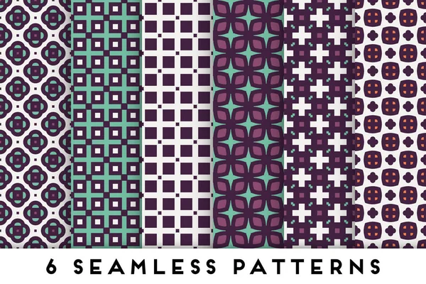 Colorful seamless pattern collection with geometric elements — Stock Vector