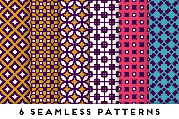 Colorful seamless pattern collection with geometric elements — Stock Vector