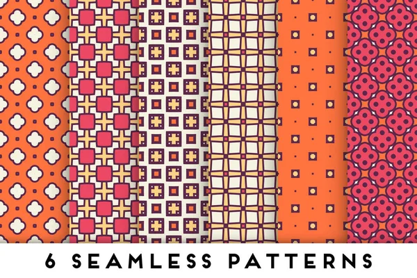 Colorful seamless pattern collection with geometric elements — Stock Vector