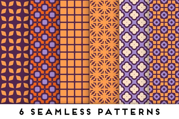 Цветная бесшовная коллекция шаблонов с геометрическими элементами — стоковый вектор
