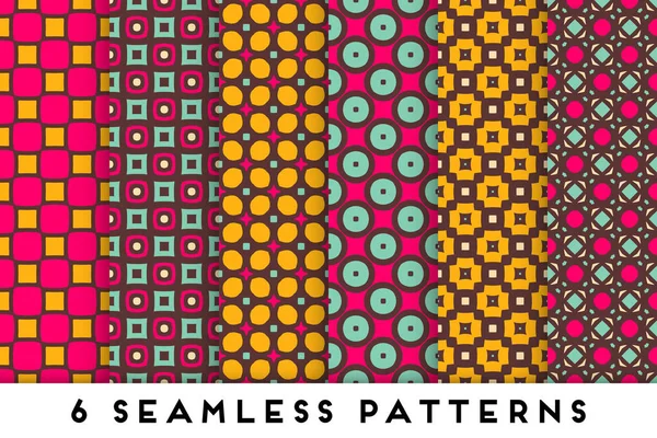 Colorful seamless pattern collection with geometric elements — Stock Vector