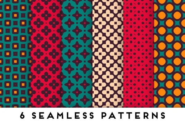 Colorful seamless pattern collection with geometric elements — Stock Vector