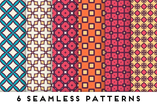 Colorida colección de patrones sin costura con elementos geométricos — Vector de stock