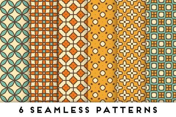Einfache nahtlose Musterkollektion mit farbenfrohen geometrischen Elementen — Stockvektor