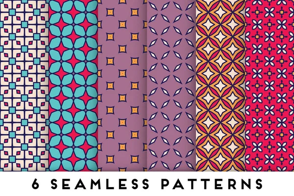 Coleção de padrões sem costura simples com elementos geométricos coloridos — Vetor de Stock