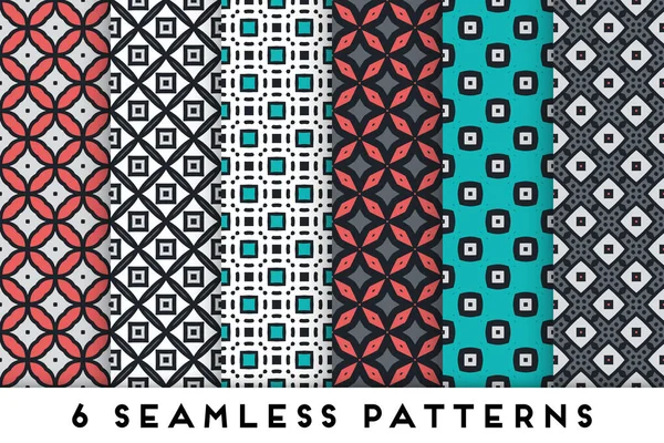 Coleção de padrões sem costura colorida com elementos geométricos —  Vetores de Stock