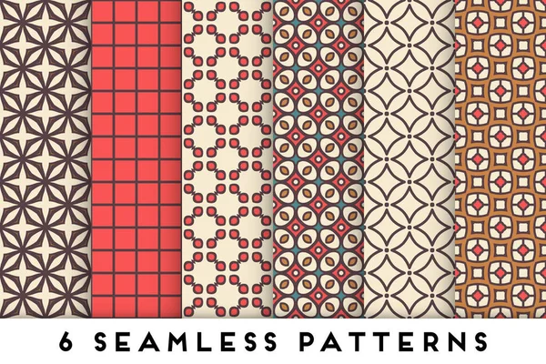 Colorida colección de patrones sin costura con elementos geométricos — Archivo Imágenes Vectoriales