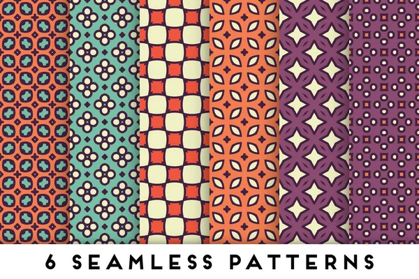 Colorful seamless pattern collection with geometric elements — Stock Vector