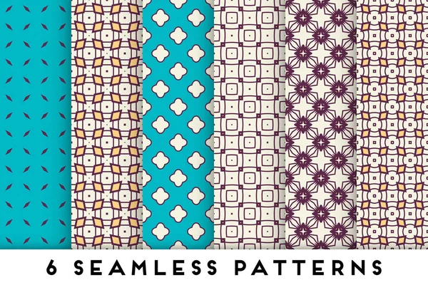 Coleção de padrões sem costura colorida com elementos geométricos —  Vetores de Stock