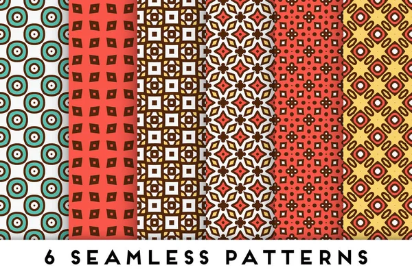 Colorful seamless pattern collection with geometric elements — Stock Vector