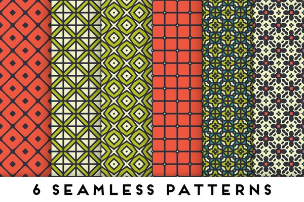 Collection de motifs colorés sans couture avec des éléments géométriques — Image vectorielle