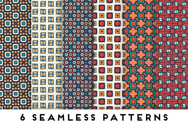 Kleurrijke naadloze patrooncollectie met geometrische elementen — Stockvector