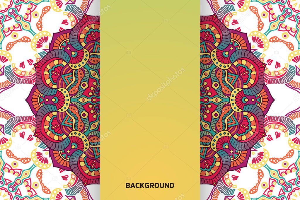 Simple background with geometric mandala colorful elements