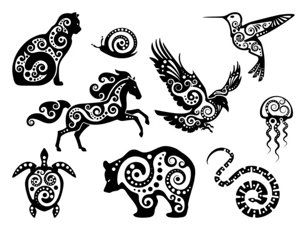 Animals in ethnic style — Stock Vector