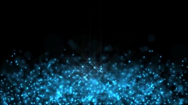 光の青い球形粒子のフライ — ストック動画