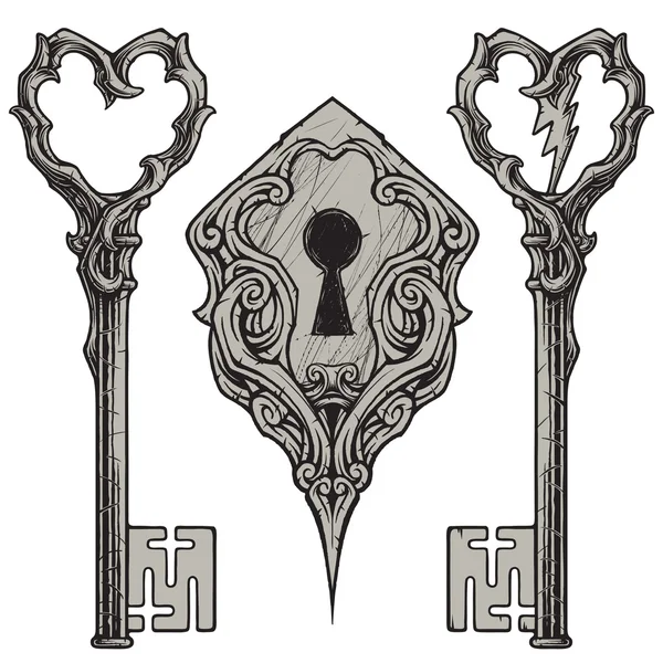 Three decorated keys illustration — Stock Vector © Dr.PAS #6649758