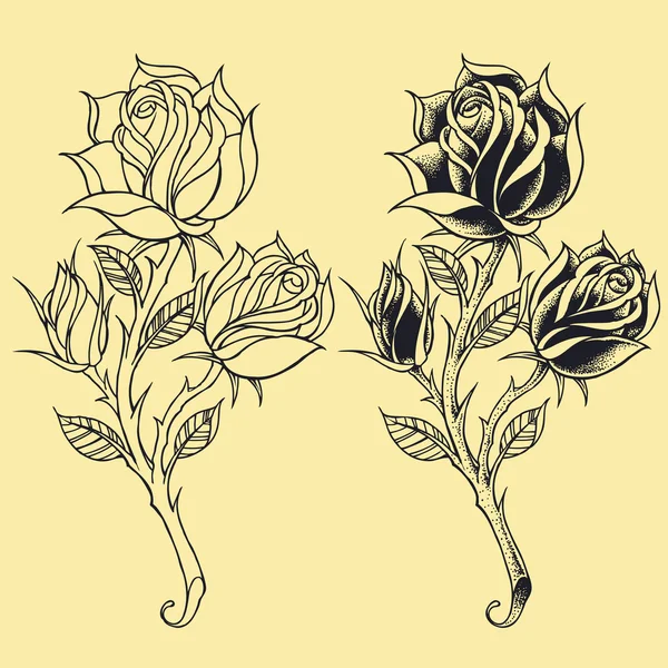 Róże oldskool tatuaż styl elementu — Wektor stockowy