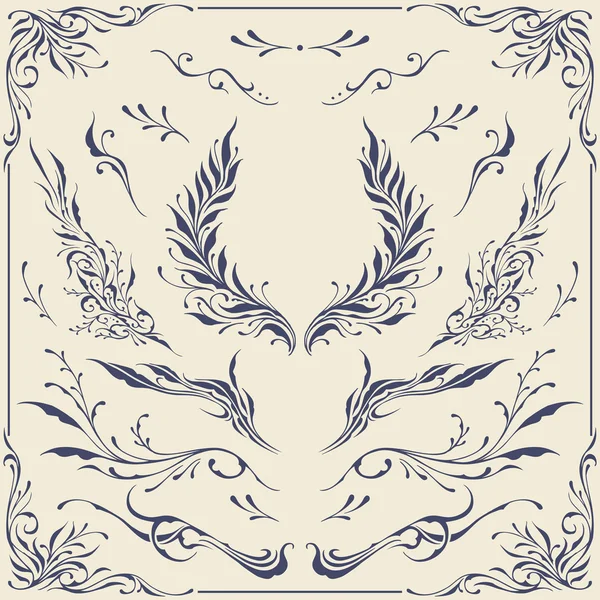 Floral frame en rand ornamenten — Stockvector