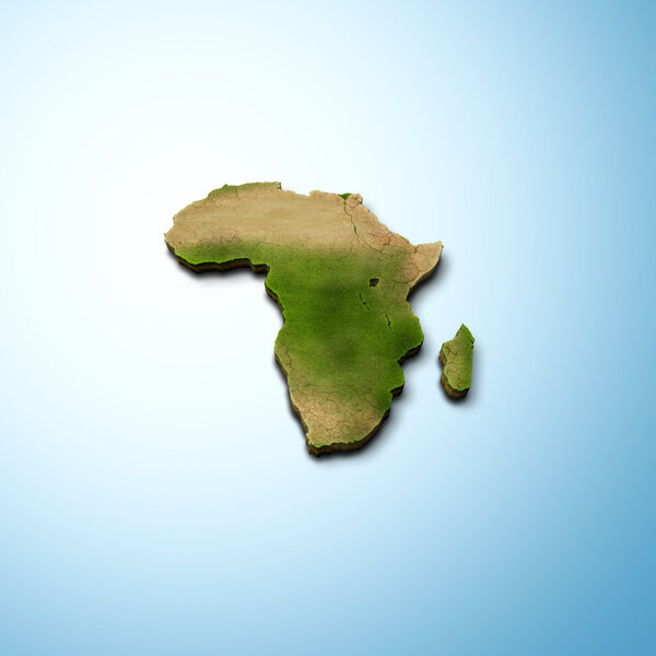 3D Africa map on a light blue background