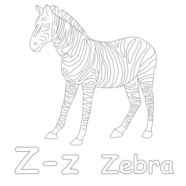 z boyama sayfası zebra için
