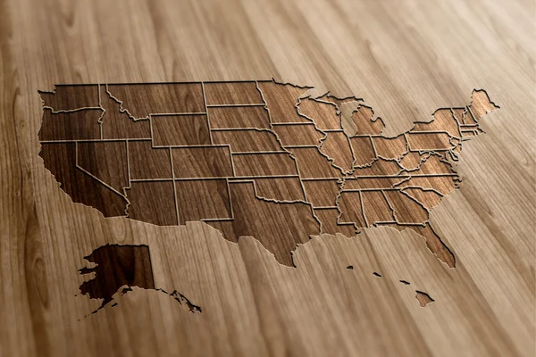 木材にアメリカ地図 — ストック写真