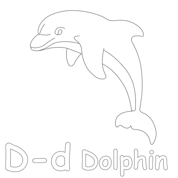 D per la pagina di colorazione dei delfini — Foto Stock