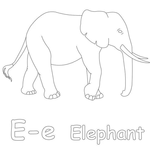 E para la página para colorear elefante — Foto de Stock