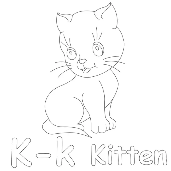 K voor kitten kleurplaten pagina — Stockfoto