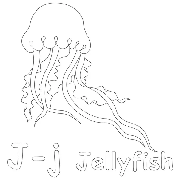 J para Página para colorear medusas — Foto de Stock