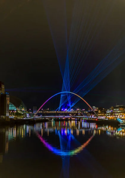 Newcastle Ngiltere Yeni Yıl Arifesini Getirmek Için Şehirde Lazer Işınları — Stok fotoğraf