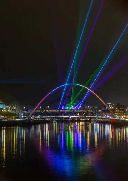 Bring New Year Eve Newcastle England Laser Show City Laser — Stock Photo, Image