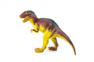dinozor oyuncak kürsüye izole üzerinde beyaz