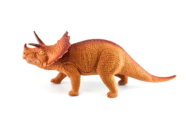 Zabawka dinozaurów Triceratops na białym tle — Zdjęcie stockowe