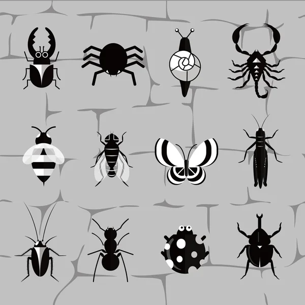 Świat owadów w odcieniach czerni i bieli — Wektor stockowy