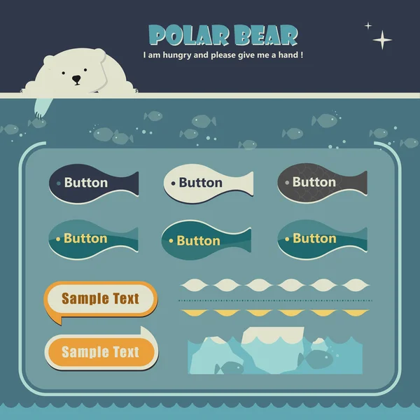 Modelo de página do urso polar — Vetor de Stock