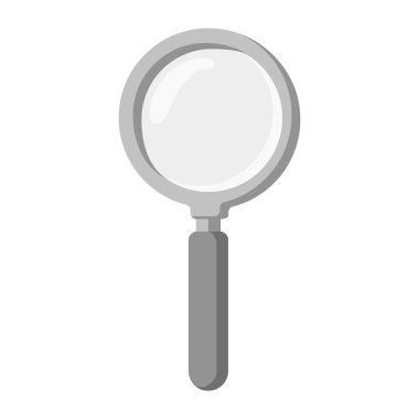 Gri ton büyüteç çizgi film vektörü izole nesne