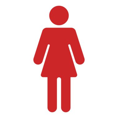 kırmızı kadın simge çizgi film vektörü izole nesne