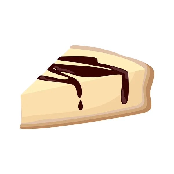 チーズケーキチョコレートソース漫画ベクトル絶縁体 — ストックベクタ