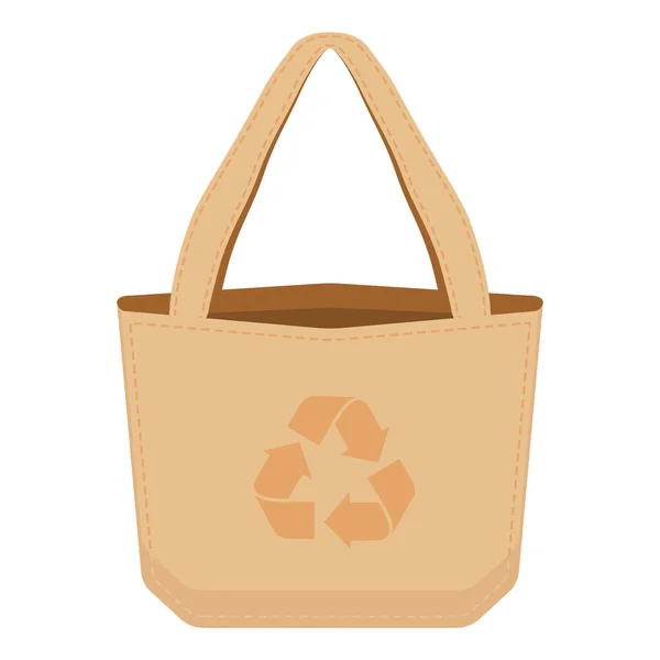 Wiederverwendbare Stofftasche Mit Recyceltem Logo Cartoon Vektor Isoliertes Objekt — Stockvektor
